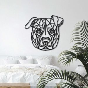 DID Staffordshire Bull Terrier Geometrisch Hout - Zwart - 70cm x 64cm