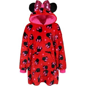 DISNEY Minnie Mouse - Rood meisjes Sweatshirt/Deken, met Capuchon, Pocket Hood, Snuddie / 104-116
