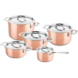 Koperen pannenset 5 delig - inductie - DUCQ