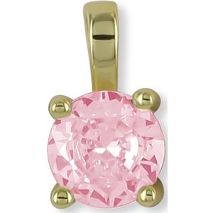 Silventi 9SIL-22885 Zilveren Roze Zirkonia Hanger - 6mm Doorsnee - Goudkleurig
