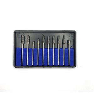 Frezensets – Set van 10 frezen – Mini frezenset van Wolfaamcarbide ø 3,00 x 4,00 mm – Multitool accessoiresset geschikt voor Dremel multitools