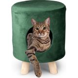 maxxpro Kattenmand op Pootjes - Poef - 100% Polyester - tot 80kg - Ø 33 cm - Groen