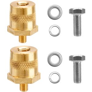 Messing accuadapter voor lithium-autoaccu's, binnendraad M8 naar buitendraad M6Accu klemmen set voor 12V autoaccu - Messing accuklemmenAccupooladapter voor accupolen - Messing accupoeladapter met binnendraad M8 naar buitendraad M6