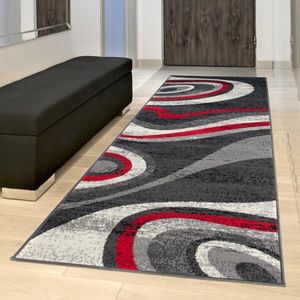 Tapiso Dream Tapijt Loper Woonkamer Slaapkamer Rood Abstract Interieur Woonsfeer Duurzaam Design Eyecatcher Hoogwaardig Maat -  80 x 250 cm