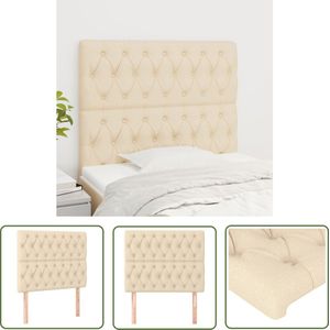 The Living Store Hoofdborden 2 st 100x7x78/88 cm stof crèmekleurig - Hoofd Bord - Hoofdkussen - Beddecoratie - Bedroom Decor - Stoffen Hoofdbord