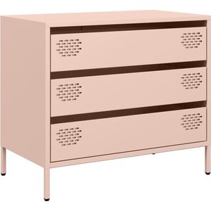 vidaXL - Dressoir - 68x39x58,5 - cm - koudgewalst - staal - roze