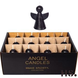 Home Society - Engel Kaarsjes - Doos 12 stuks - Zwart - 8.5 cm