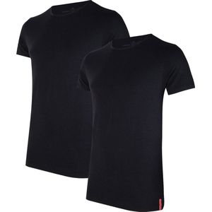 Undiemeister T-shirt - T-shirt heren - Slim fit - Korte mouwen - Gemaakt van Mellowood - Crew Neck - Volcano Ash (Zwart) - 2-Pack - XL