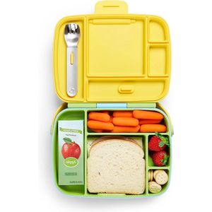Lunchbox voor baby's en peuters - 5 vakken - snackbox met bestek - roestvrij staal - ideaal voor snacks thuis of onderweg