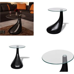 vidaXL Salontafel met rond glazen tafelblad hoogglans zwart - Salontafel - Salontafels - Salon Tafel - Salon Tafels