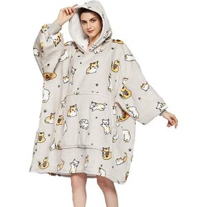 Hoodiedeken, Sherpa Extra Grote Fleecehoodie, / ochtendjas, Comfort Badjas voor dames en heren, wollig, Winter deken - Fleece dekentje - Hoodie Blanket