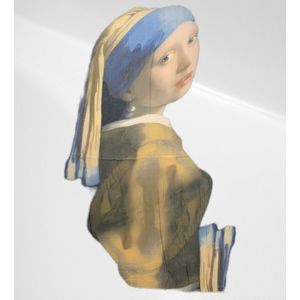 Schilderij sjaal - Meisje met parel - Viscose - In verschillende patronen verkrijgbaar