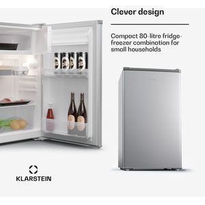 Klarstein Cool Cousin - Koelvriescombinatie - 70 Liter - 11 Liter vriesvak - Zilver