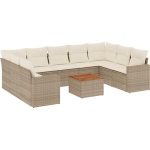 vidaXL Loungeset 10-delig - Beige - Inclusief Kussens