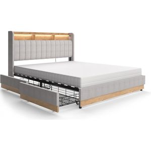 Vitalispa NuraGestoffeerd bed – 160x200 cm met matras Grijs met matras