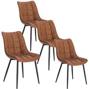 Rootz Set van 4 eetkamerstoelen - keukenstoelen - bureaustoelen - kunstleer - ergonomisch ontwerp - duurzaam en comfortabel - antislip - zitmaat 46 x 40,5 cm