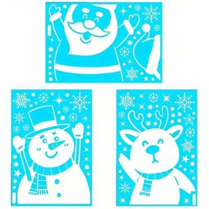 S&E Kerst Raamstickers - 3 Vellen (Elk & Sneeuwpop Designs)