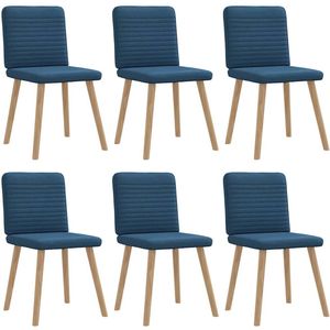 vidaXL - Eetkamerstoelen - 6 - st - stof - blauw