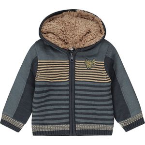Dirkje - Boys Cardigan with hood Steel blue - jongens vest - maat 74