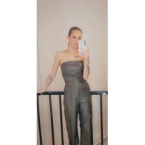 Leather corset jumpsuit groen