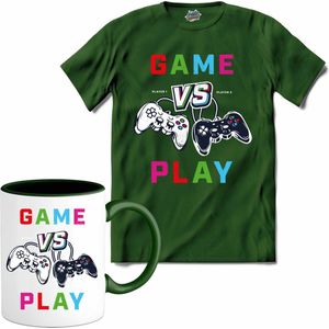 Game Vs Play | Gamen - Hobby - Controller - T-Shirt met mok - Unisex - Bottle Groen - Maat 4XL