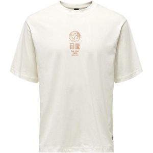 ONLY & SONS ONSMALIK LIFE RLX SS TEE Heren T-shirt - Cloud Cream Tokyo