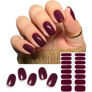 16 stuks donkerrode UV-hardende zelfklevende nagelfolies - voor lamp wraps - nagelset met halfgeharde gel nagelfolies