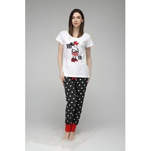 Minnie Mouse Dames pyjama - korte mouwen - Wit/Zwart Maat S