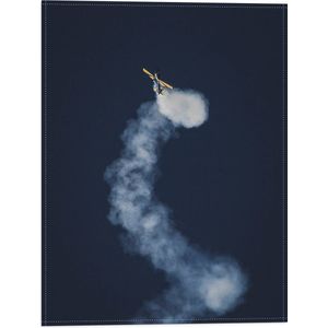 WallClassics - Vlag - Blauw met Geel Vliegtuig met Rook - 30x40 cm Foto op Polyester Vlag