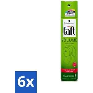 Schwarzkopf - Taft - True Volume Haarspray - Mega Strong - Volumeboost & Fixatie - 250 ml - Voordeelverpakking - 6 stuks
