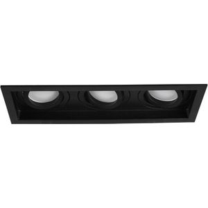 Trio leuchten - Spot Armatuur GU10 - Inbouw Rechthoek - 3-lichts - Zwart - Aluminium - Verdiept - Kantelbaar - Ø˜90