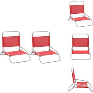 vidaXL Inklapbare strandstoelenset - 51 x 61 x 58 cm - Rood oxford stof met PE-coating en staal - Tuinstoel