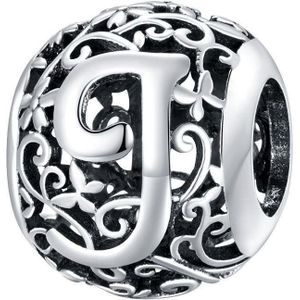 Letter J romantisch bedel | alfabet bead | Zilverana | geschikt voor alle bekende merken | 925 zilver | moederdag