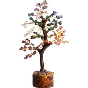Zeven chakra natuurlijke genezing Reiki kristal bonsai Lucky Money Tree voor geluk, rijkdom en welvaart Feng Shui Home Office Decor Spiritueel Cadeau (150 kralen)