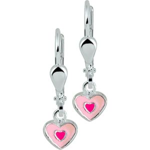 Zilveren Oorhangers hart brisur haak 1016974