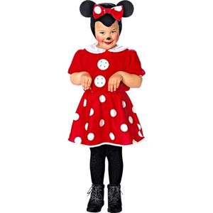 Widmann - Mickey & Minnie Mouse Kostuum - Beroemde Tekenfilm Muis Minnie - Meisje - Rood, Wit / Beige - Maat 110 - Carnavalskleding - Verkleedkleding