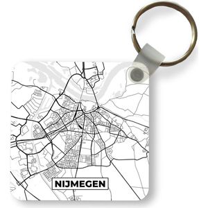 Sleutelhanger - Uitdeelcadeautjes - Kaart - Nijmegen - Zwart - Wit  - Plastic