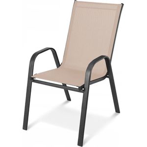 Viking Choice Tuinstoel - 56x64x97cm - Stapelbaar - Beige & Zwart Metaal