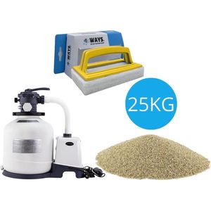 Intex - Zandfilterpomp 3500 L/u & Filterzand 25 kg & WAYS Scrubborstel