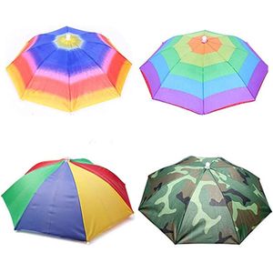 4 stuks parapluhoed, regenboogparapluhoeden, 360 graden tegen UV-straling, parapluhoed, hoofdparaplu, opvouwbare parapluhoed voor decoratie, kostuum, golf
