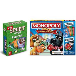 Spellenbundel - 2 Stuks - Kwartet Sport Weetjes & Monopoly Junior Elektronisch Bankieren