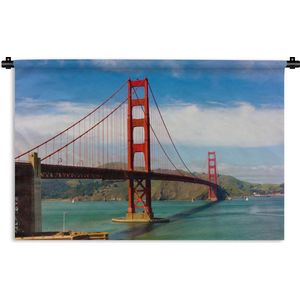 Wandkleed Golden Gate Bridge - Uitzicht op de Golden Gate Bridge in Californië Wandkleed katoen 150x100 cm - Wandtapijt met foto