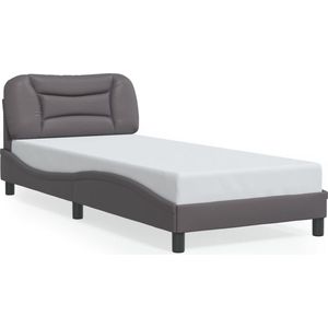 vidaXL - Bedframe - met - hoofdbord - kunstleer - grijs - 80x200 - cm