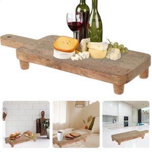 Cheqo® Mangohouten Snijplank - Serveerplank Met Pootjes - Kaasplank - Borrelplank - Keukenaccessoires