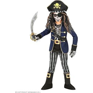 Widmann - Piraat & Viking Kostuum - Gevreesde Piraat Edward Blauwjack - Jongen - Blauw, Zwart - Maat 128 - Halloween - Verkleedkleding