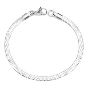 Chic by Lirette - RVS Stalen Armband Platte Schakels - Slang Schakel - 18 cm - Zilver inc. Sieradenzakje