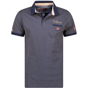 Geographical Norway Denim Polo Met Stip Motief Kingdom Blauw - XL