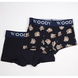 Woody boxer jongens - koe - donkerblauw - duopack - 212-1-CLD-Z/019 - maat 152