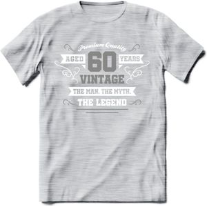 60 Jaar Legend T-Shirt | Zilver - Wit | Grappig Verjaardag en Feest Cadeau | Dames - Heren - Unisex | Kleding Kado | - Licht Grijs - Gemaleerd - 3XL