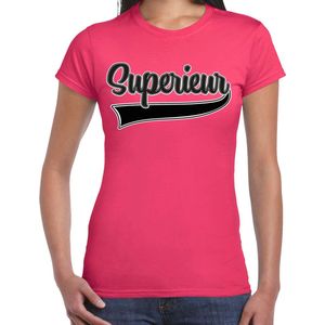 Bellatio Decorations Verkleed T-shirt voor dames - superieur - roze - foute party - carnaval XXL